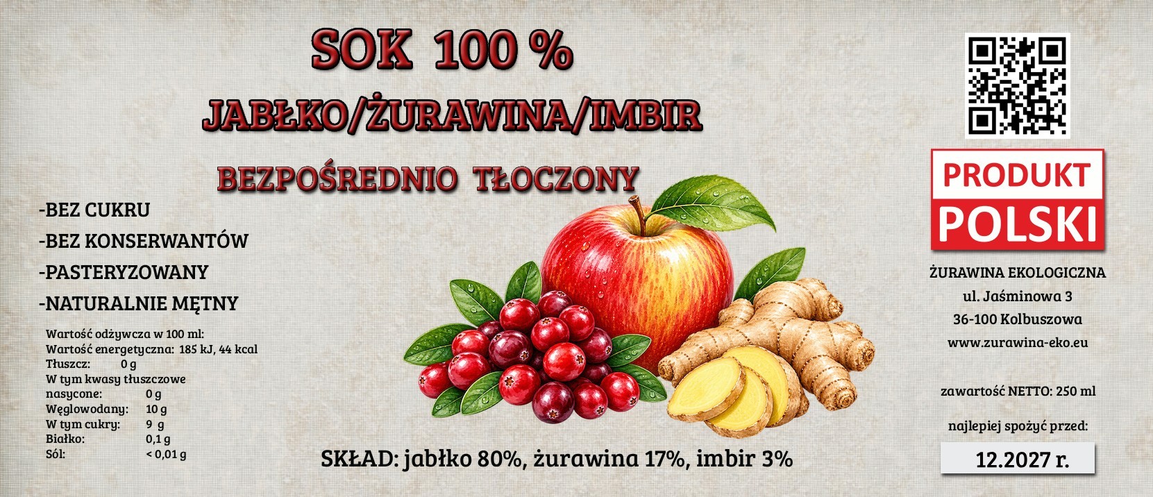 Etykieta: sok jabłko-żurawina-imbir